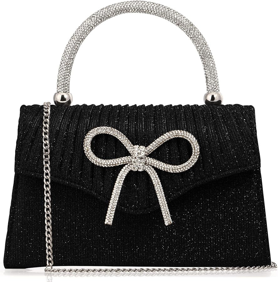 Sparkling Evening Clutch Purse for Women,Rhinestone Bow Top Handle Party Handbag,Wedding Prom For... | Amazon (US)
