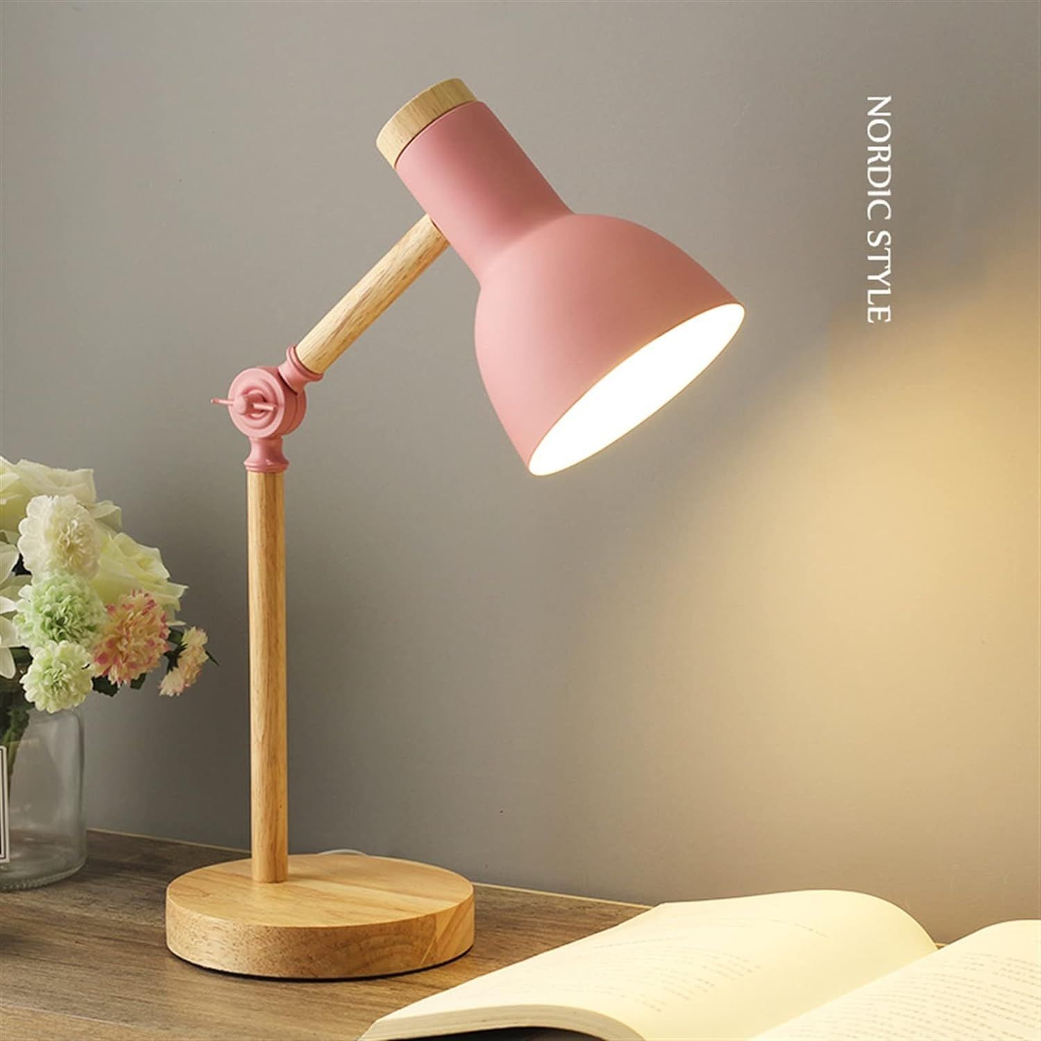 DOUBA Nordic Wooden Art Iron Folding Desk Lamp Eye Protection Reading Table Lamp Living Room Bedr... | Amazon (US)