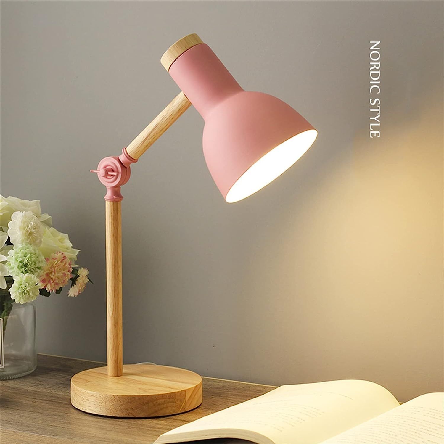 DOUBA Nordic Wooden Art Iron Folding Desk Lamp Eye Protection Reading Table Lamp Living Room Bedr... | Amazon (US)