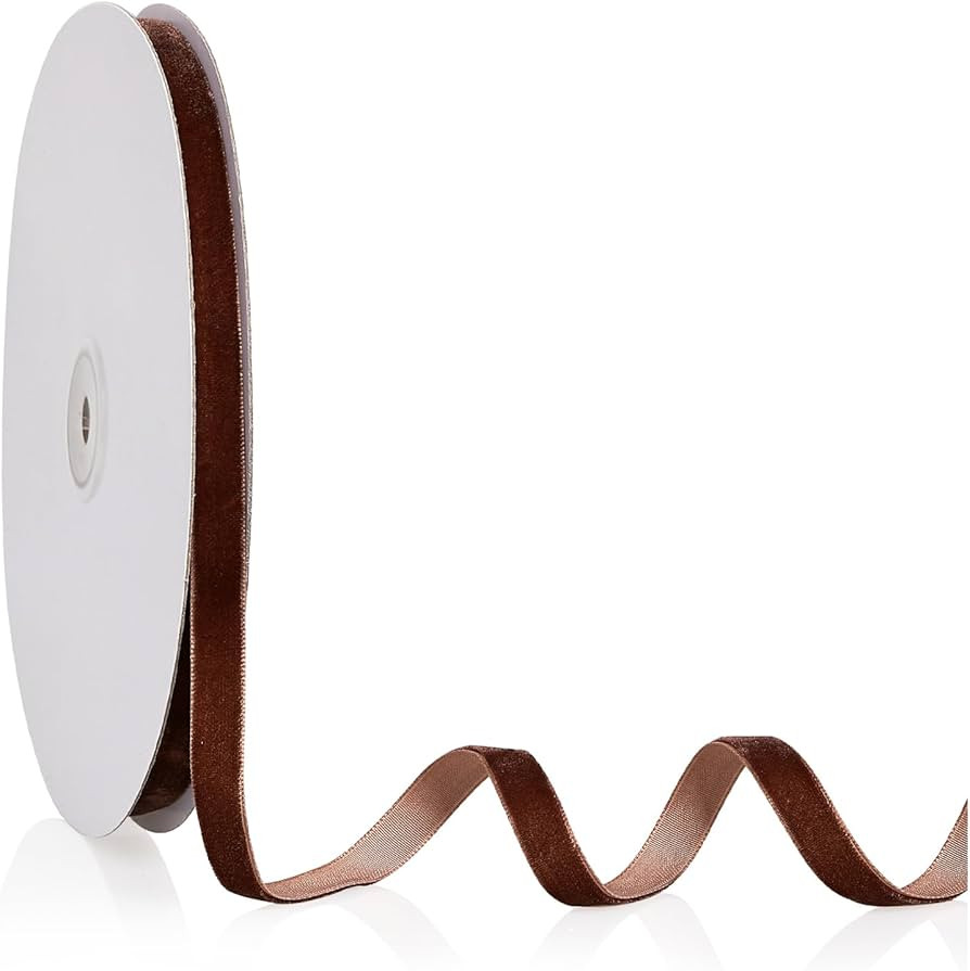 Brown Velvet Ribbon 1/4 inch x 20 Yards, Christmas Ribbon Perfect for Christmas Tree Wreath Flowe... | Amazon (US)