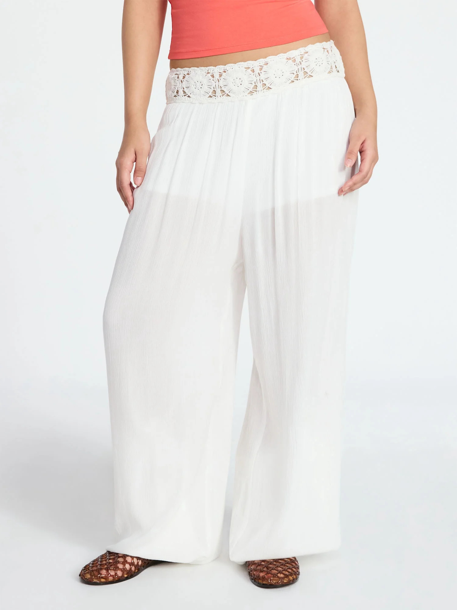 No Boundaries Crochet Waist Beach Pants, Women's XXS-XXL | Walmart (US)