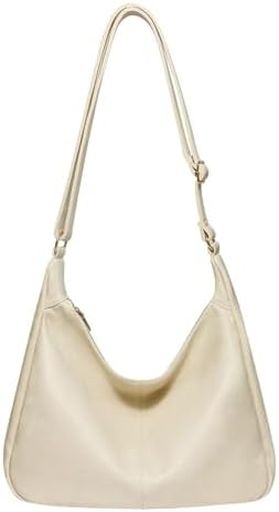 Hobo Bags for Women, Foldable Vegan Leather Tote Bag, Stylish Slouchy Shoulder Bag, Handbags Purs... | Amazon (US)