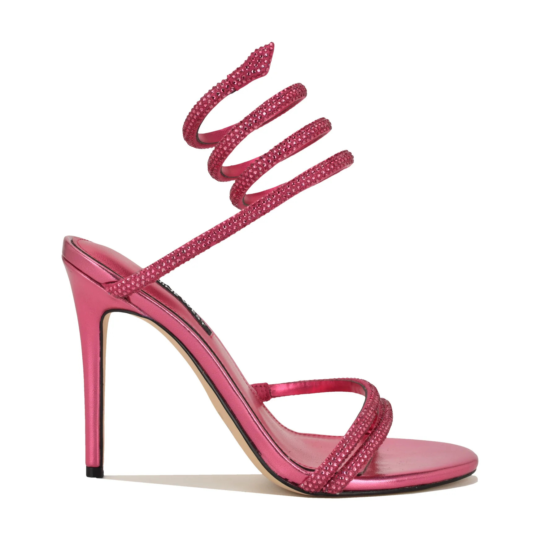 Women's Maskil Ankle Wrap Heeled Sandals - Pink Rhinestone | Nine West | Nine West (US)
