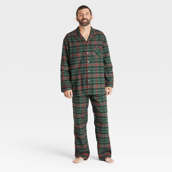 Men's Tartan Plaid 2pc Pajama Set Dark Green/Red - Hearth & Hand™ with Magnolia | Target