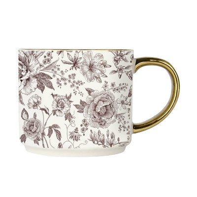 Sweet Water Decor Brown Delft Gold Handle Mug - 14oz | Target