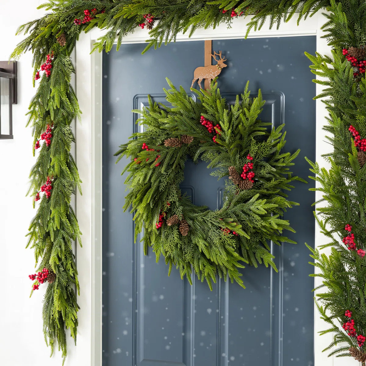 24"D Christmas PE Dripping Wreath With Pinecones And Red Berries | Wayfair North America