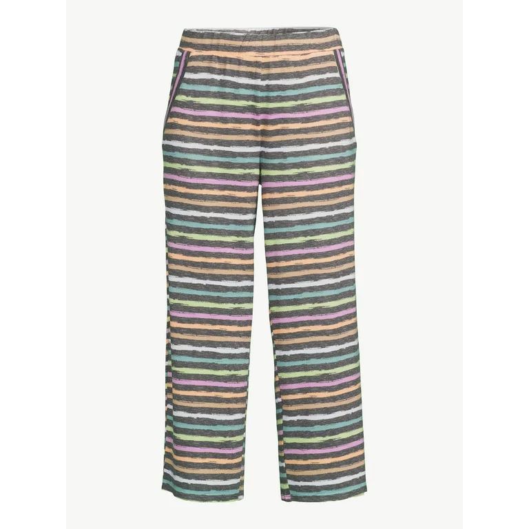 Joyspun Women's Hacci Knit Cropped Pants, Sizes S to 3X | Walmart (US)
