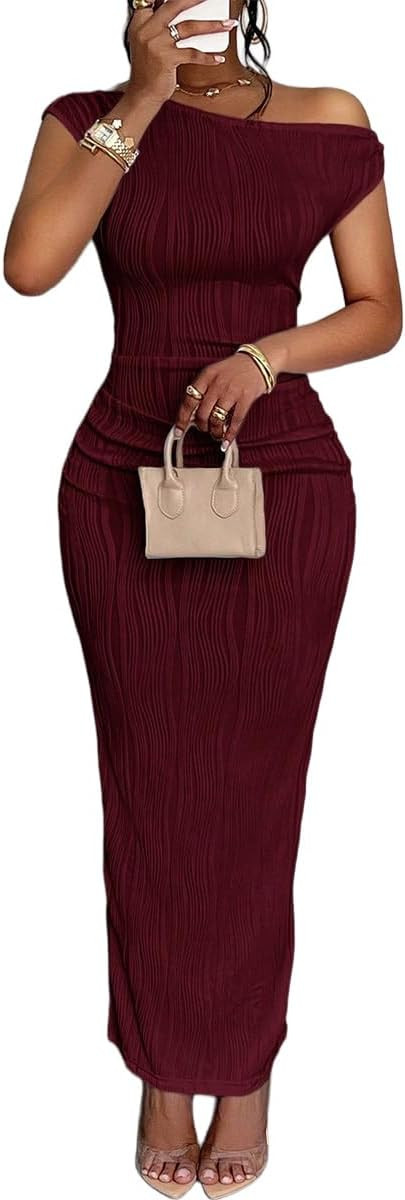 Narecte Summer Dresses for Women One Shoulder Bodycon Sexy Club Dress Elegant Formal Dresses Maxi... | Amazon (US)