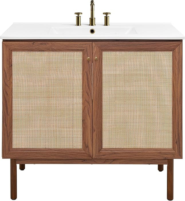 Classe 36 in. Brown Oak Bathroom Vanity with White, 3-Hole Ceramic Sink Top | Amazon (US)