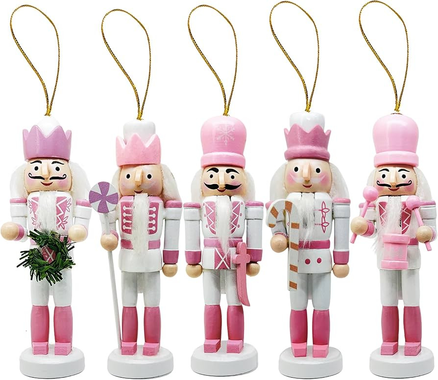 Mini Nutcrackers Figures Wooden Christmas Decor, Hanging Nutcracker Ornaments for Xmas Tree, Wood... | Amazon (US)