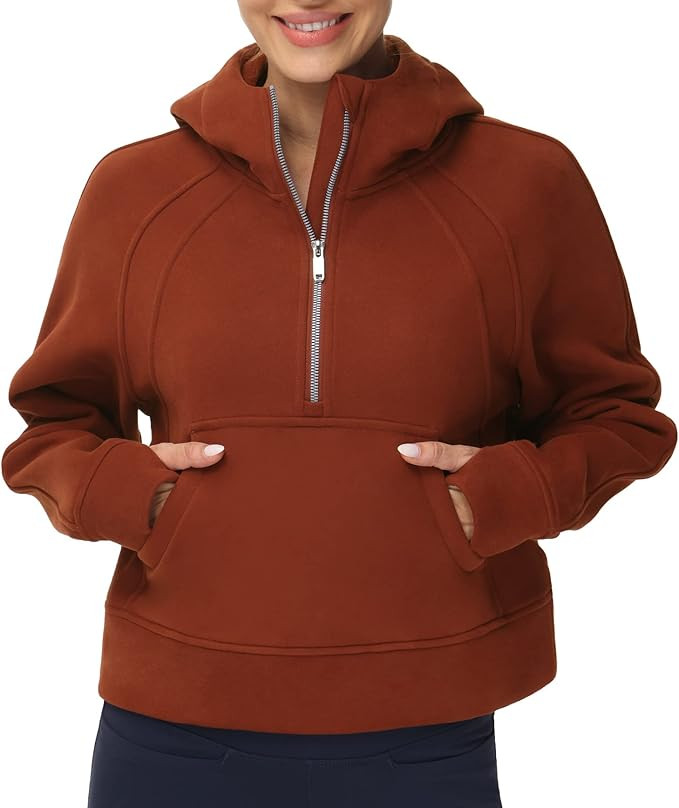 THE GYM PEOPLE Womens' Hoodies Half Zip Long Sleeve Fleece Crop Pullover Sweatshirts with Pockets... | Amazon (US)