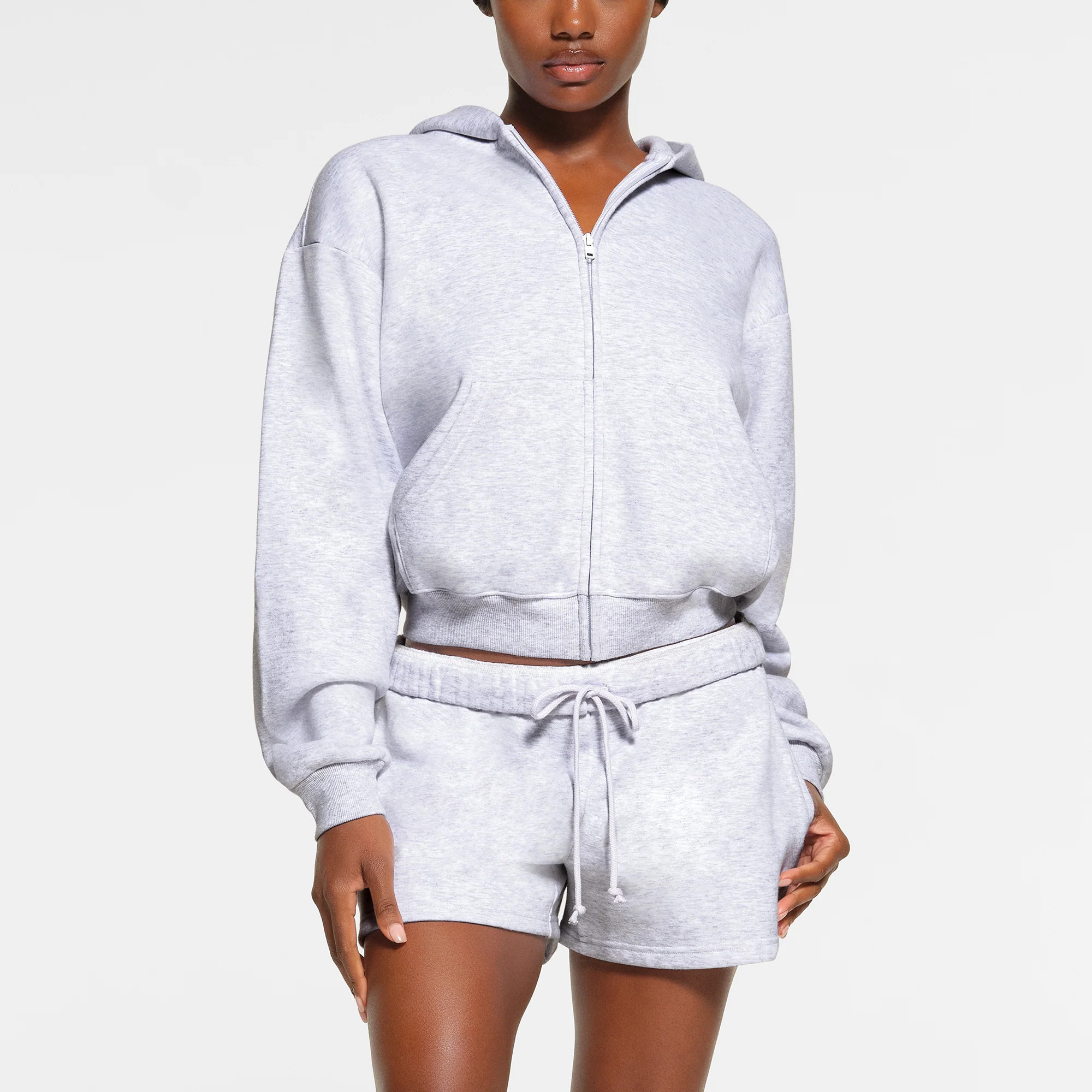 SKIMS Classic Zip Up Hoodie | Grey | XL | Cotton Fleece | SKIMS (US)