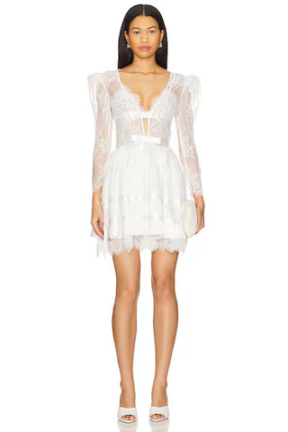 For Love & Lemons Annabelle Lace Mini Dress in Cream from Revolve.com | Revolve Clothing (Global)
