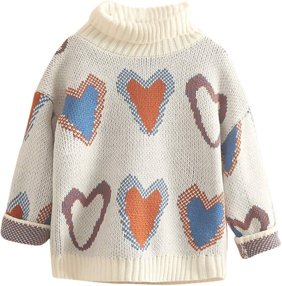 Mud Kingdom Little Girls Sweater Turtleneck Cute Love | Amazon (US)