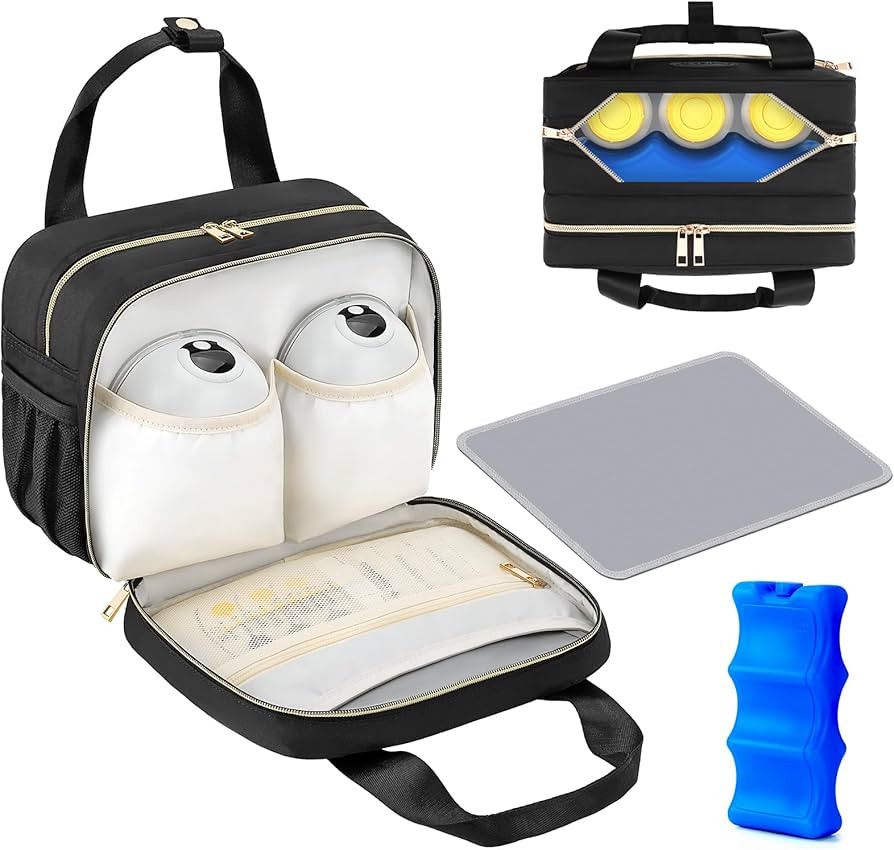 PIIOSER Breastmilk Cooler Travel Bag with Ice Pack, Compatible with Wearable Breast Pumps & Acces... | Amazon (US)
