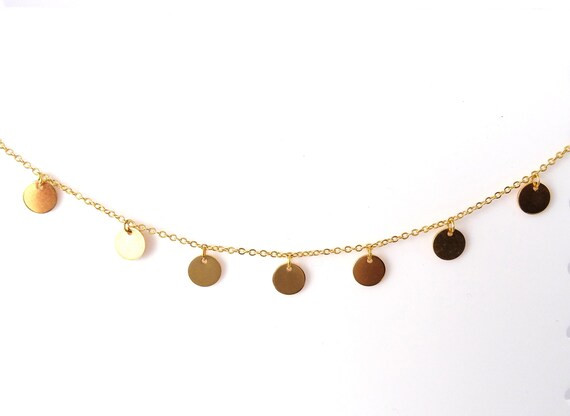 Bohemian coins necklace, minimalist layering disc necklace, coin jewelry, circle choker necklace, go | Etsy (US)