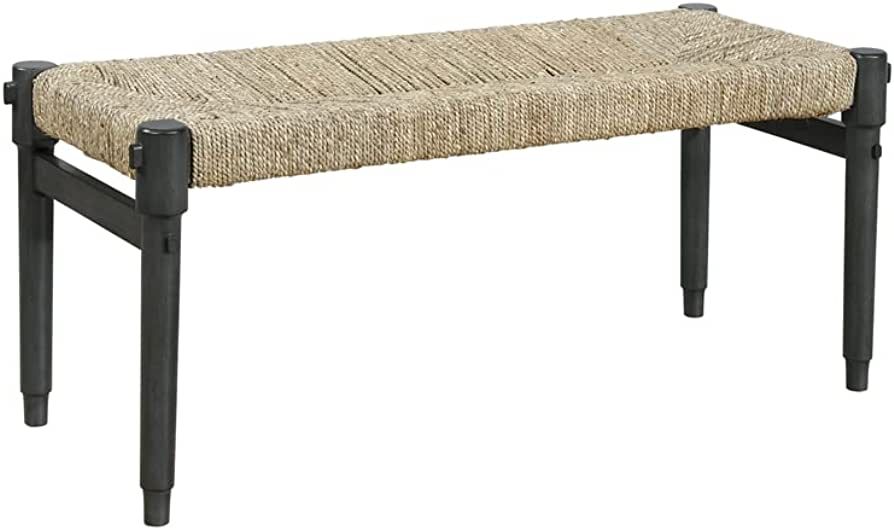 OSP Home Furnishings Winchester Indoor Bench with Natural Seagrass Seat and Acacia Wood Frame, Gr... | Amazon (US)