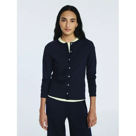 Free Assembly Women's Fitted Cardigan Sweater with Long Sleeves, Lightweight, Sizes XS-XXL | Walmart (US)