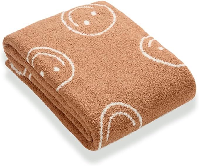 Throw Blankets with Smiley Faces Soft Cozy Warm Blanket for Bed Sofa (Smile,Orange,51"x63") | Amazon (US)
