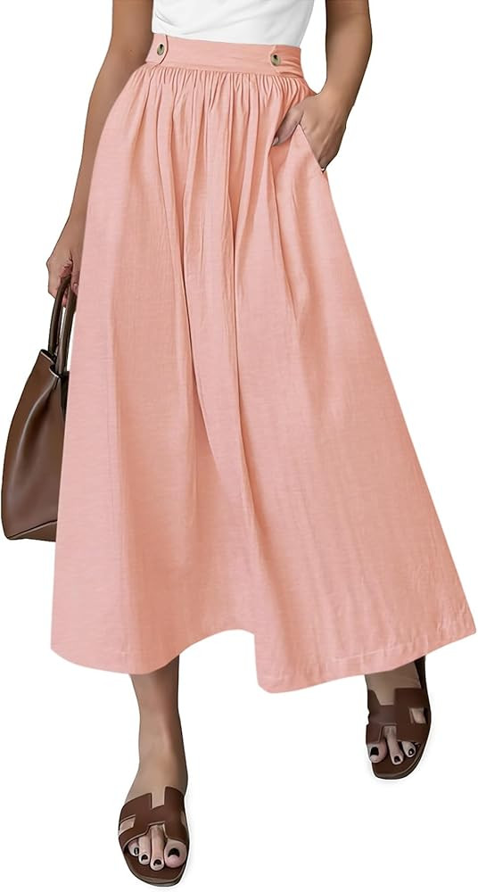 CFLONGE Women's 2025 Bohemian Long Skirts Flowy High Waist A Line Maxi Skirts for Women Summer Pl... | Amazon (US)