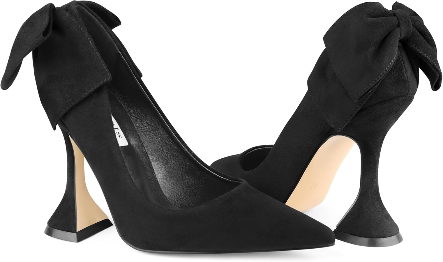 Zzheels Women's 3.74" Bow Pumps Pointed Toe Triangle Heel Pump Wedding Shoes | Amazon (US)