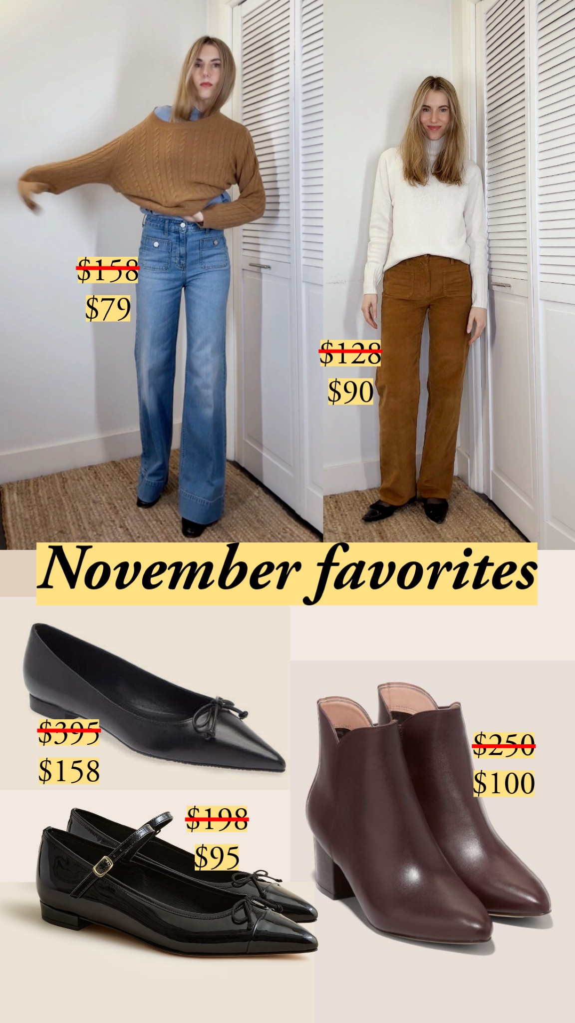 Loving the sailor cut in jeans and corduroys! My J.Crew cords go in and out of stock in rich coffee (my color).

I’m wearing size 25 in both the cords and the jeans. My usual size is 26. 

My ivory sweater is the Emma turtleneck from Italic, which is OOS. It’s a size small. 

Wearing the perfect silk shirt from banana republic, also size small. 

My size: 5’7”, usually 26 jeans, 0-4 in US sizes.

#LTKFindsUnder100 #LTKShoeCrush #classicstyle #affordableluxury

#LTKHoliday #LTKGiftGuide #LTKCyberWeek