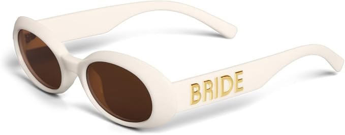 xo, Fetti White + Gold Bride Sunglasses | Bachelorette Party Sunnies, Engagement Decorations, Bri... | Amazon (US)