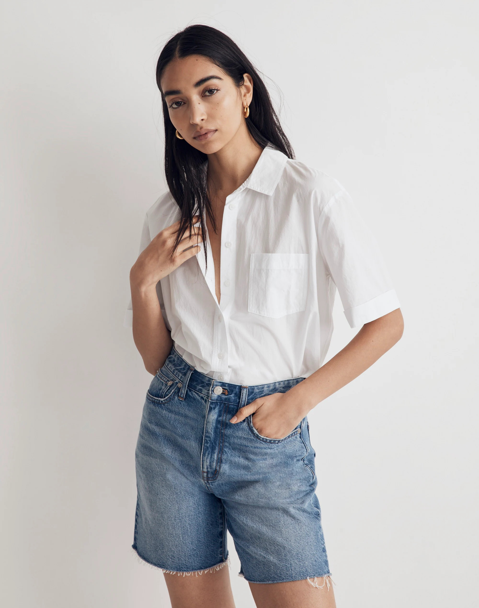 Signature Poplin Short-Sleeve Button-Down Shirt | Madewell
