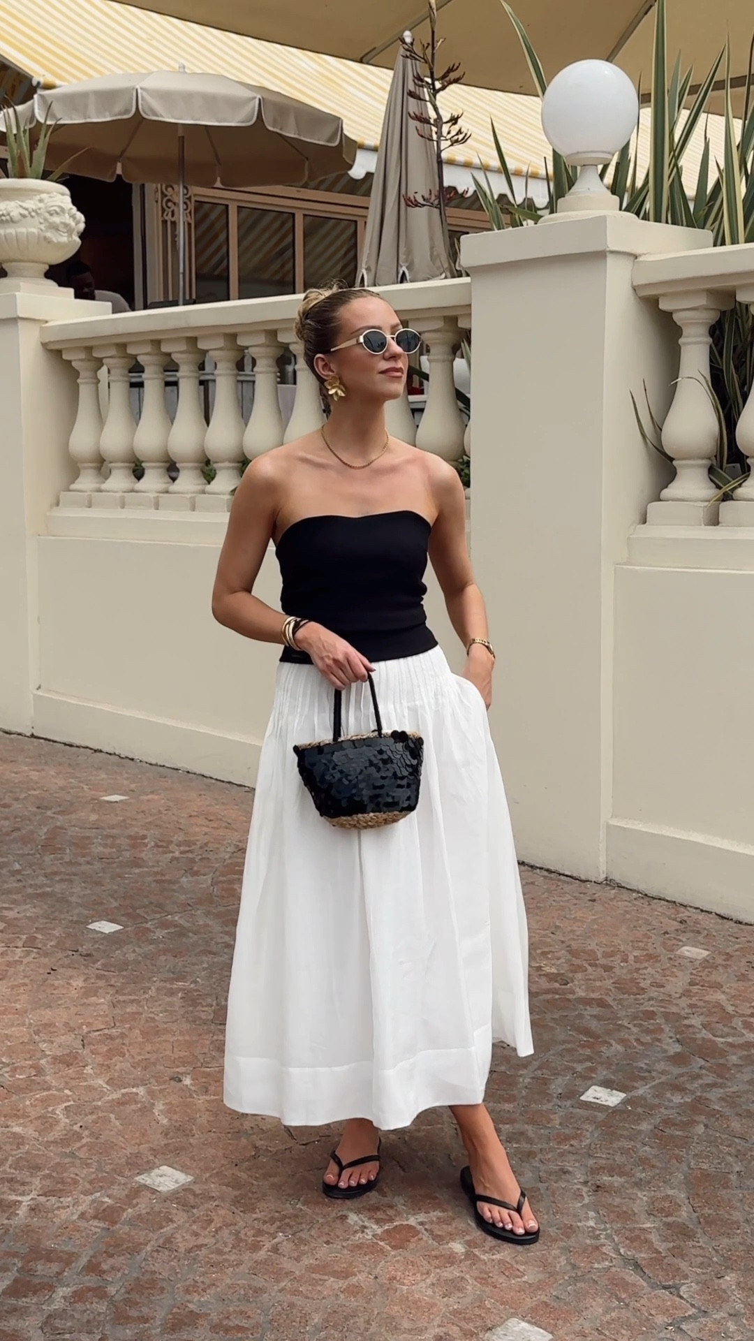 Holiday outfits, summer outfits, white maxi skirt, bandeau top, mini basket bag, sunglasses, statement earrings 

#LTKAroundTheWorld #LTKPassport

#LTKuk #LTKsummer #LTKtravel