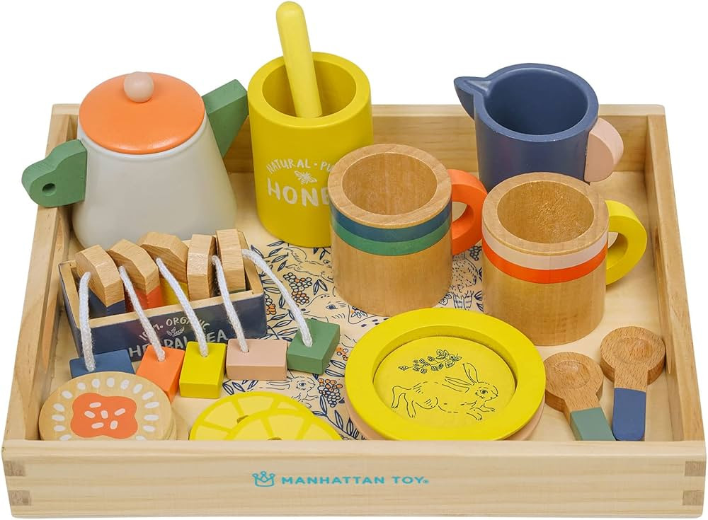 Manhattan Toy Flora & Fauna Toddler & Kids Pretend Play 23-Piece Wooden Tea Set | Amazon (US)