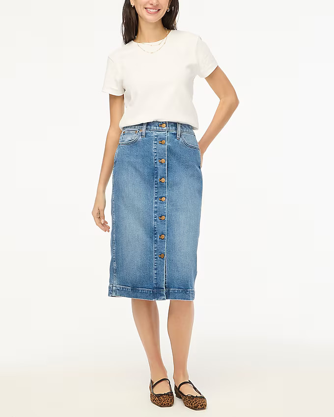 Denim button-front midi skirt | J.Crew Factory