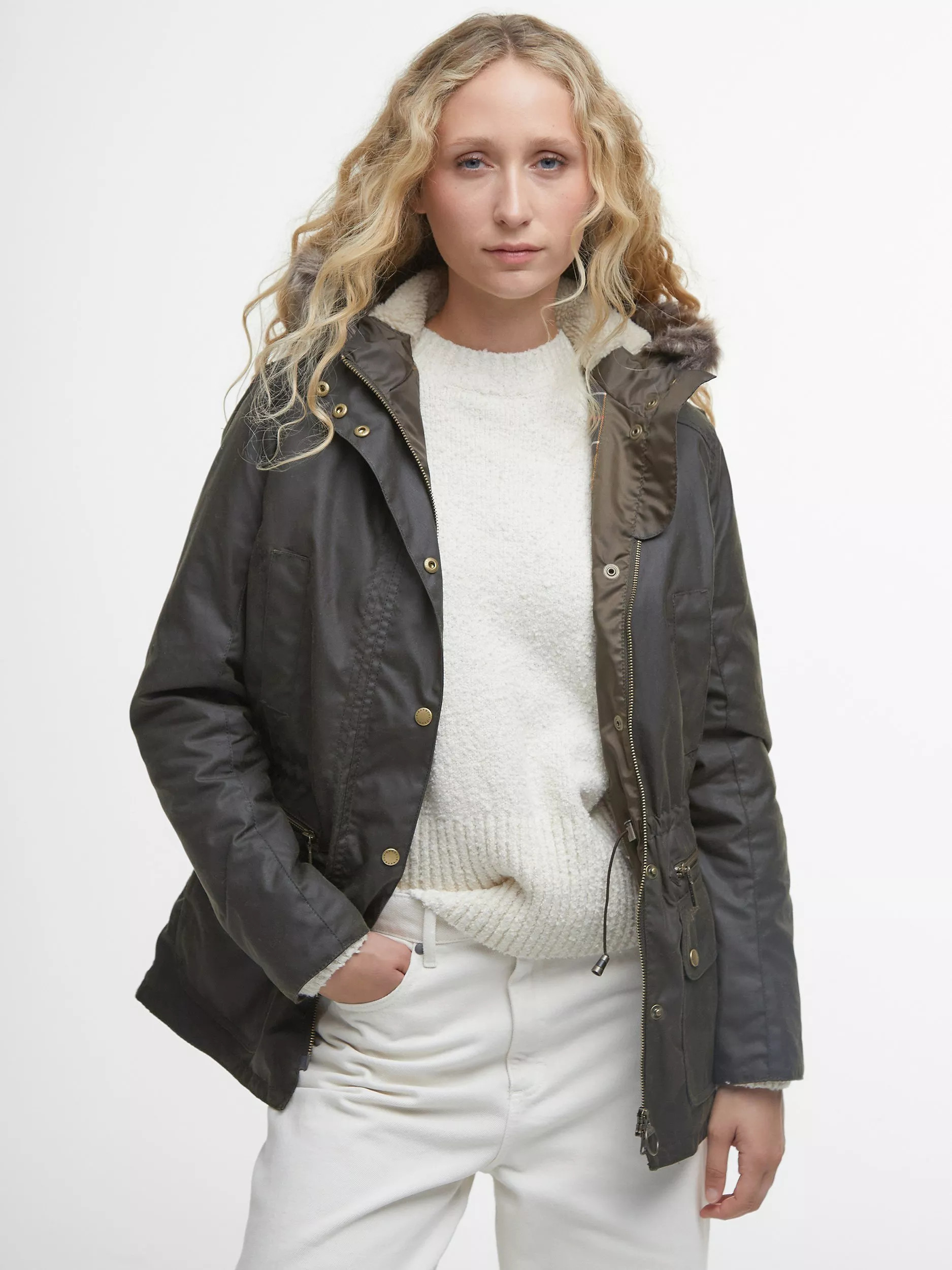 BarbourKelsall Wax Parka Jacket, Olive/Classic | John Lewis (UK)