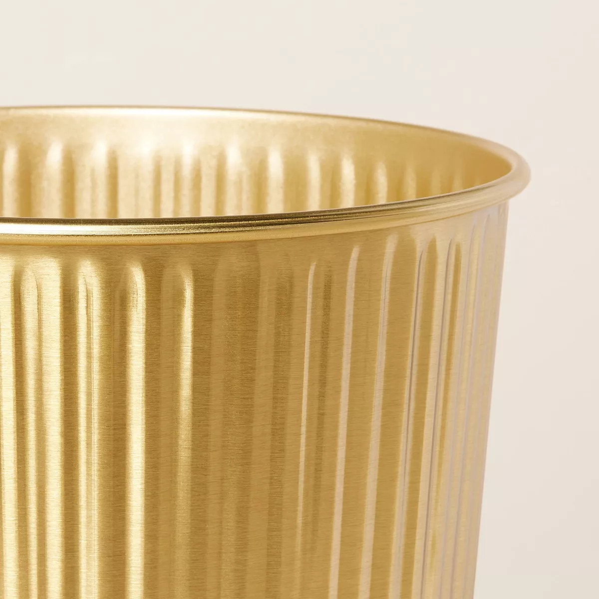 2.4gal Fluted Metal Bath Wastebasket Brass Finish - Hearth & Hand™ with Magnolia | Target