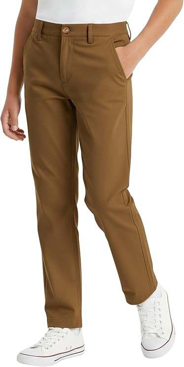 PATPAT Boys Straight Twill Chino Pants School Uniform Flat Front Elastic Waist Zip Closure with B... | Amazon (US)