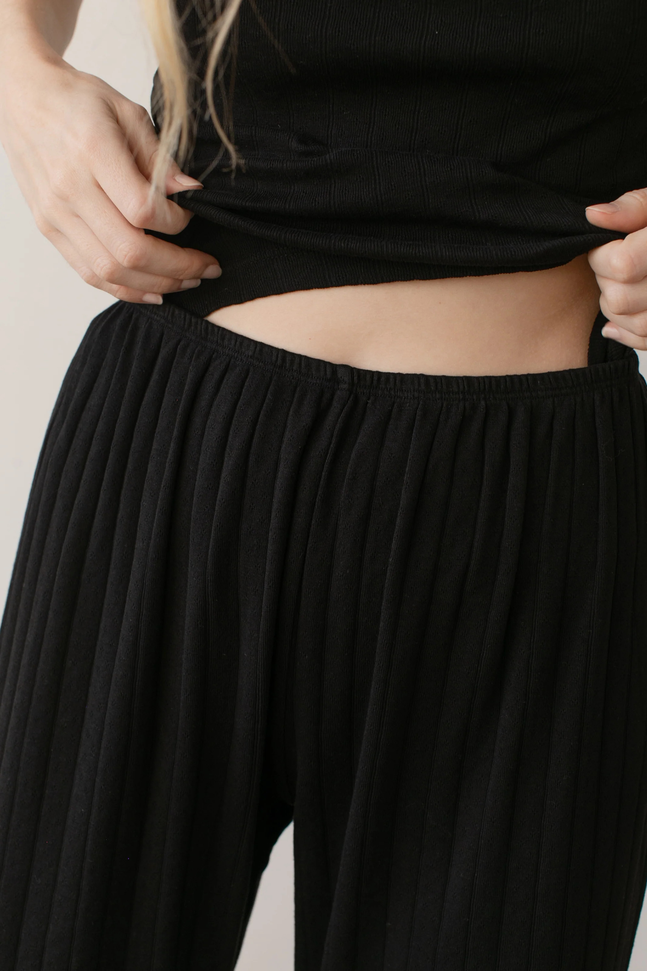 The Pointelle Simple Crop Pant | DONNI.
