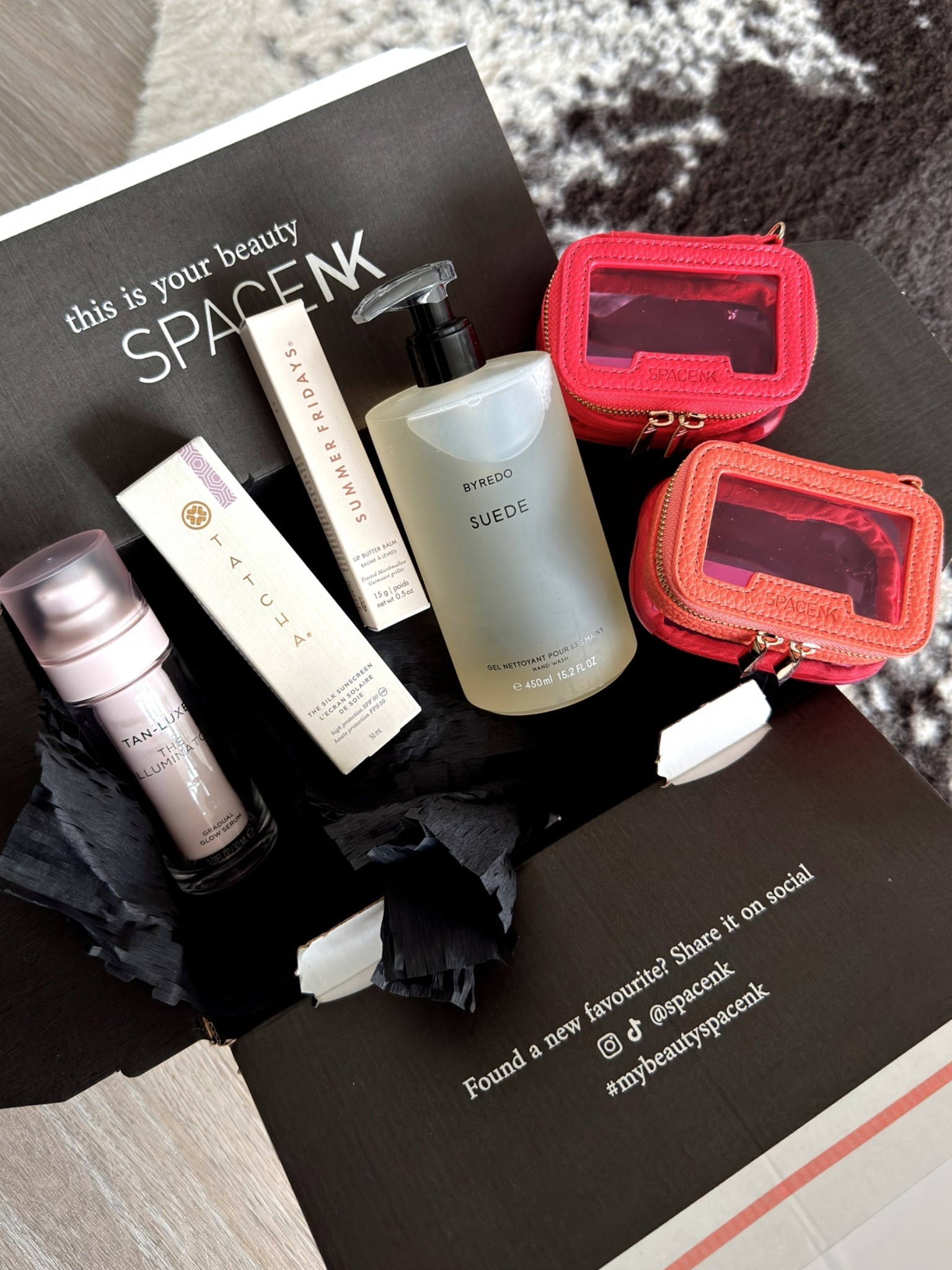 My @spacenk order- mostly repurchases of my favourites but this tan luxe serum is new and I’m really excited to try it! 
Also I can’t cope at how cute these micro mini travel cases are! Perfect for all my lip products!

#LTKsummer #LTKunboxing #LTKbeauty