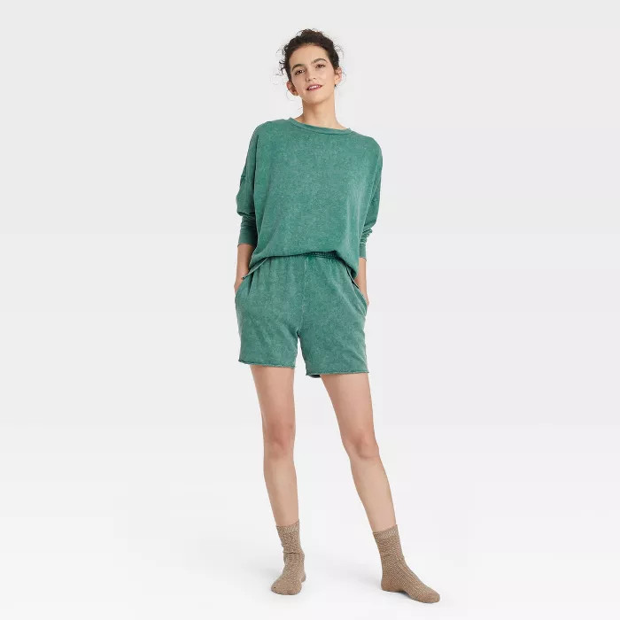 Women's French Terry Lounge Sweatshirt - Colsie™ Green | Target