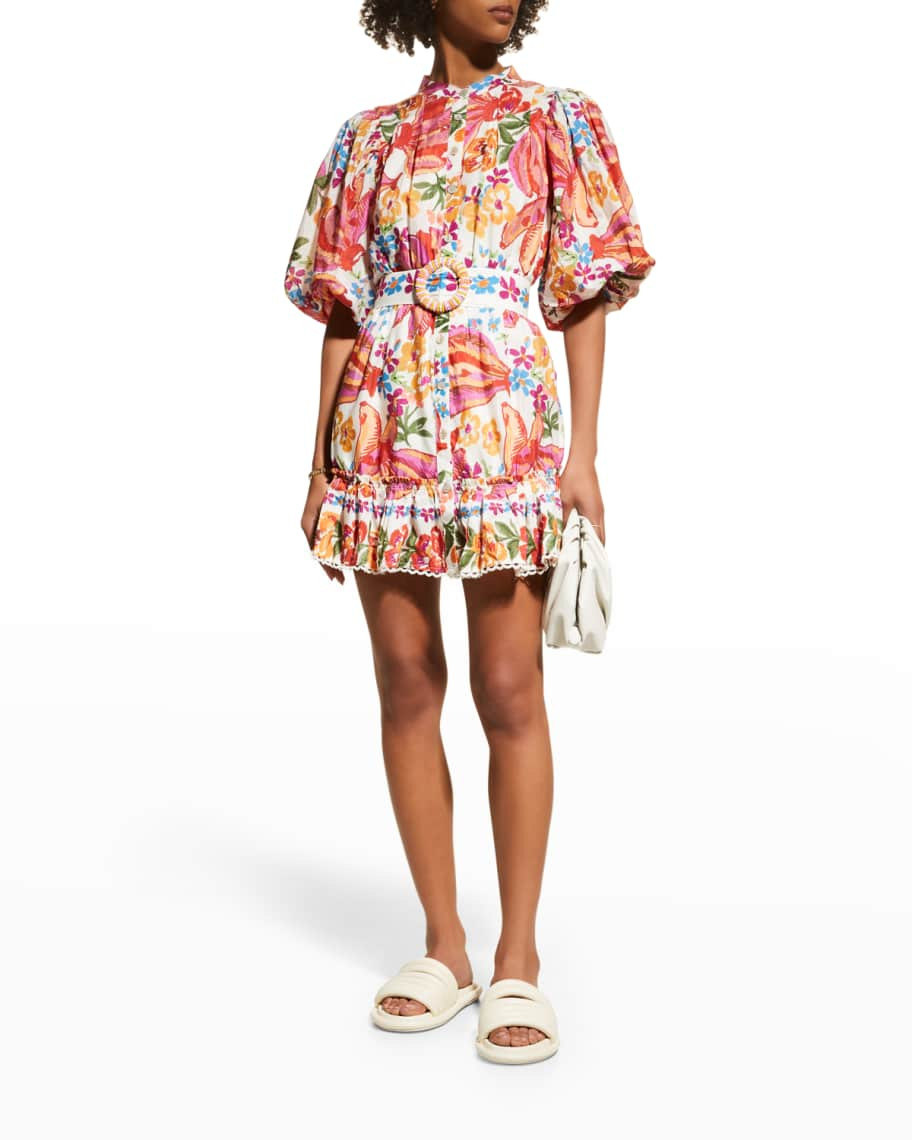 Farm Rio Spring Bananas Belted Mini Dress | Neiman Marcus