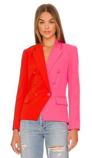 Kenzie Double Breasted Blazer in Cherry Tomato & Rose | Revolve Clothing (Global)