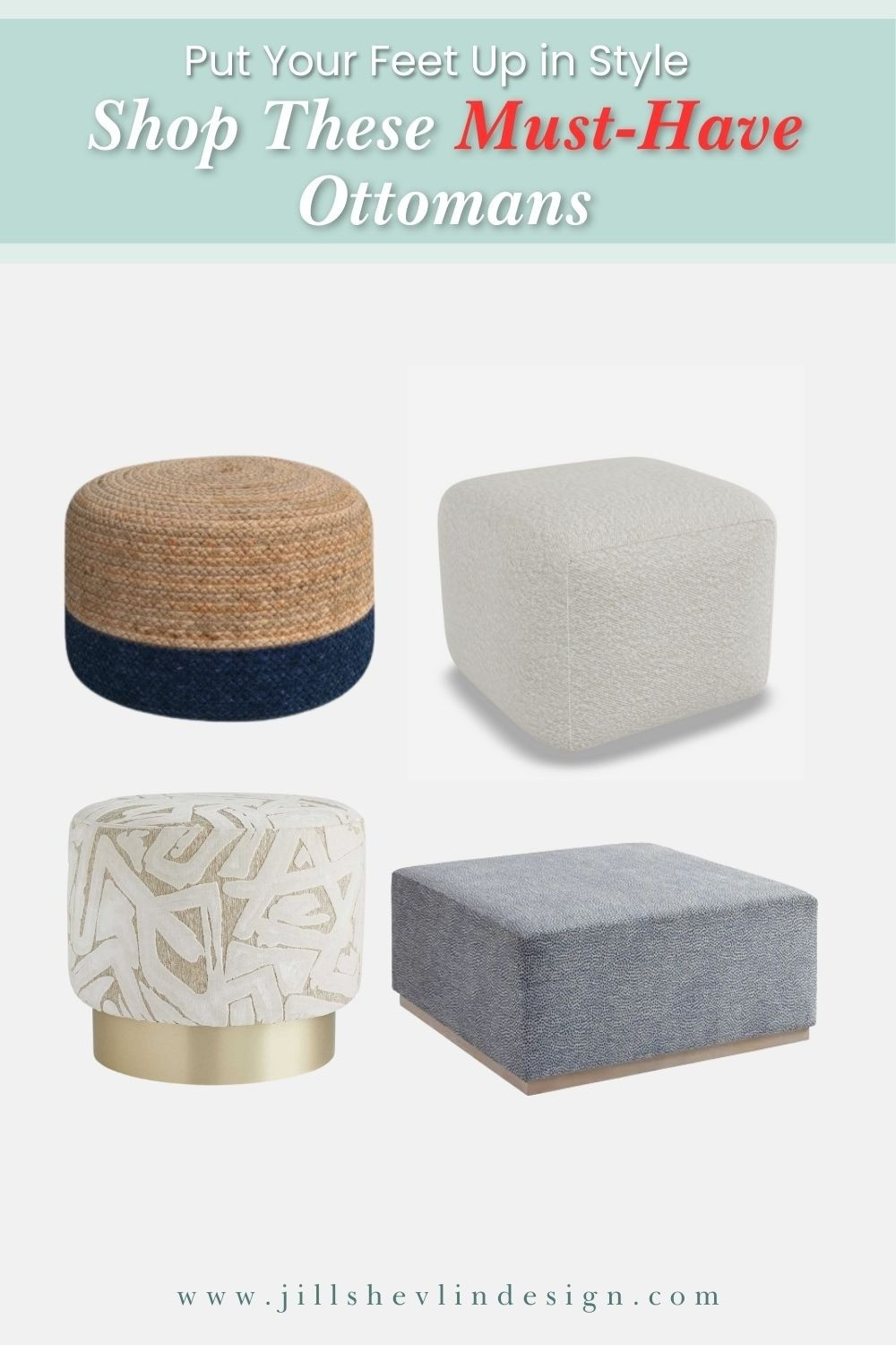 Put Your Feet Up in Style 🛋️✨From cozy to chic, these must-have ottomans are the perfect blend of comfort and design.🦶 Tap to shop – all linked via LTK🔗 Affiliate links included📌 Save this for your next home refresh!#OttomanStyle #FunctionalDecor #LivingRoomGoals #CozyAndChic #LTKHome #LTKFamily #LTKFinds #JillShevlinDesign

#LTKHome #LTKFamily #LTKStyleTip