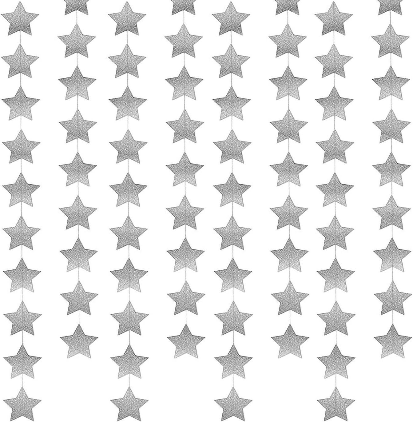 Whaline Star Paper Garland Sliver Bunting Banner Hanging Decoration for Wedding Thanksgiving Part... | Amazon (US)