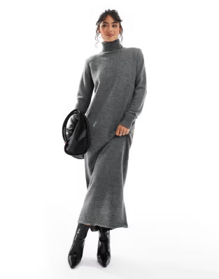 Pretty Lavish knitted high neck maxi dress in charcoal | ASOS | ASOS (Global)