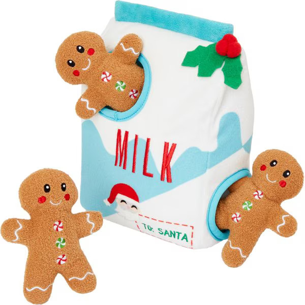 Frisco Holiday Milk & Gingerbread Cookies Hide & Seek Puzzle Plush Squeaky Dog Toy, Small/Medium | Chewy.com