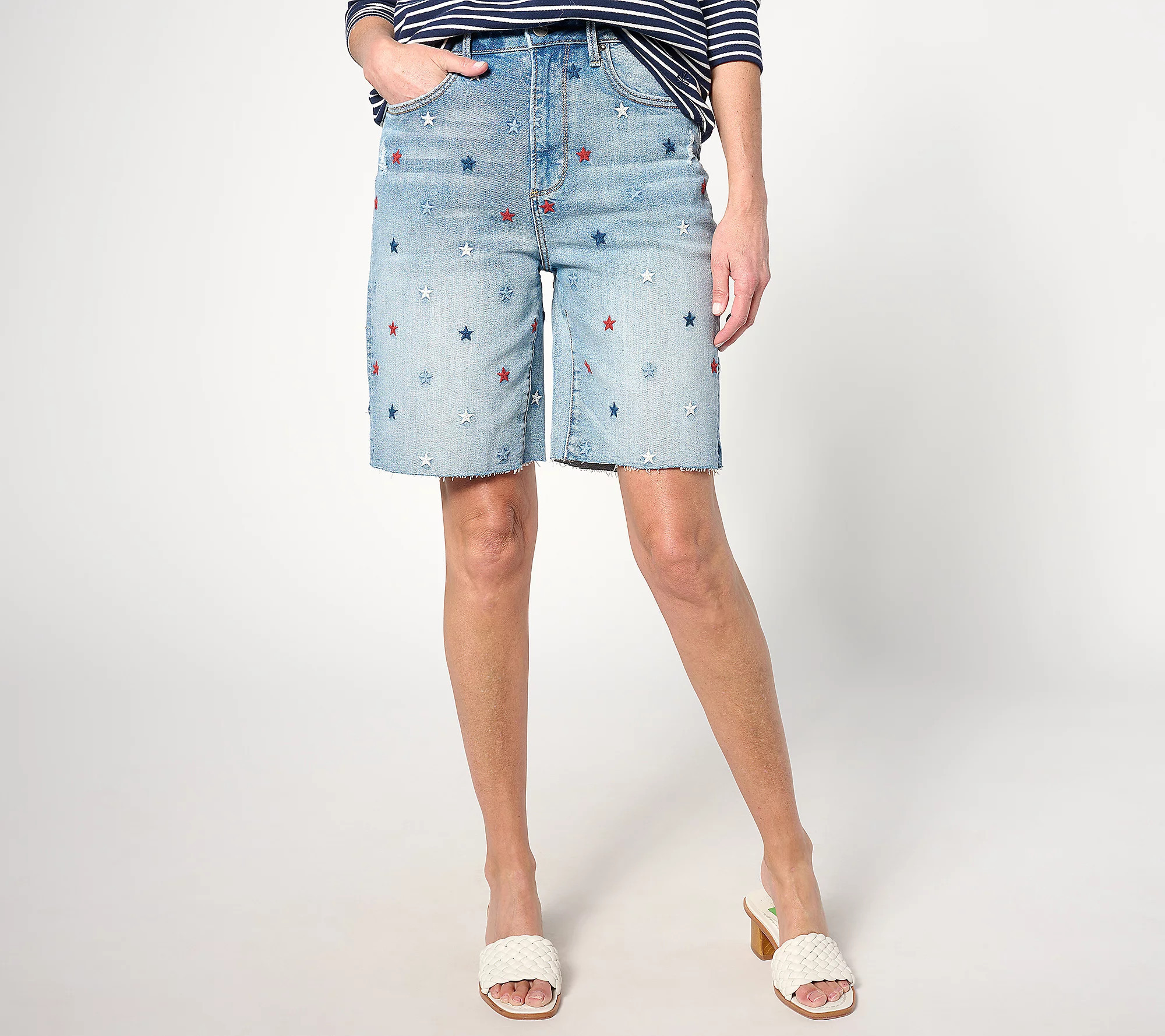 Driftwood Jeans Bermuda 9"" Embroidered Short - Starry Night | QVC