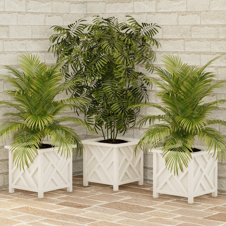 Square Planter Box (White) - 14.75" L x 14.75" W x 13" H by Pure Garden | Walmart (US)