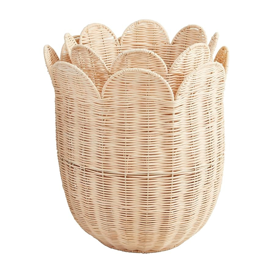 Mud Pie Scallop Rattan Baskets; Small 12" X 11" Dia | Large 13" X 14" Dia | Amazon (US)