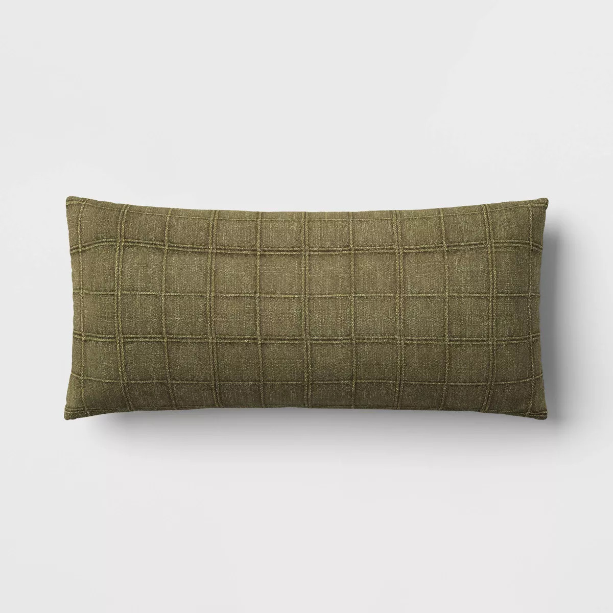Oversized Lumbar Woven Washed Windowpane Throw Pillow Olive - Threshold™ | Target