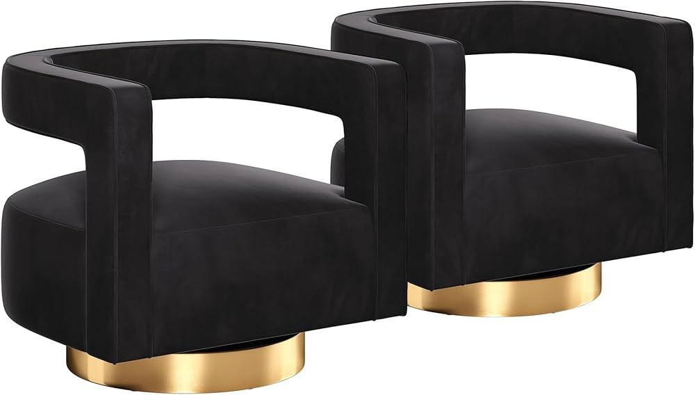 BELLEZE Set of 2 Swivel Accent Chair, Modern Barrel Chair Comfy Velvet Curved Back Round Chair w/... | Amazon (US)