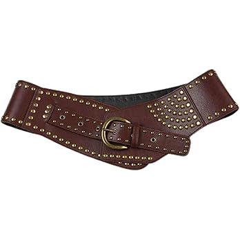 Women Y2k Leather Belt Vintage Studded Hollowed Metal Buckle Boho Wide Waist Belt Grunge Western ... | Amazon (UK)