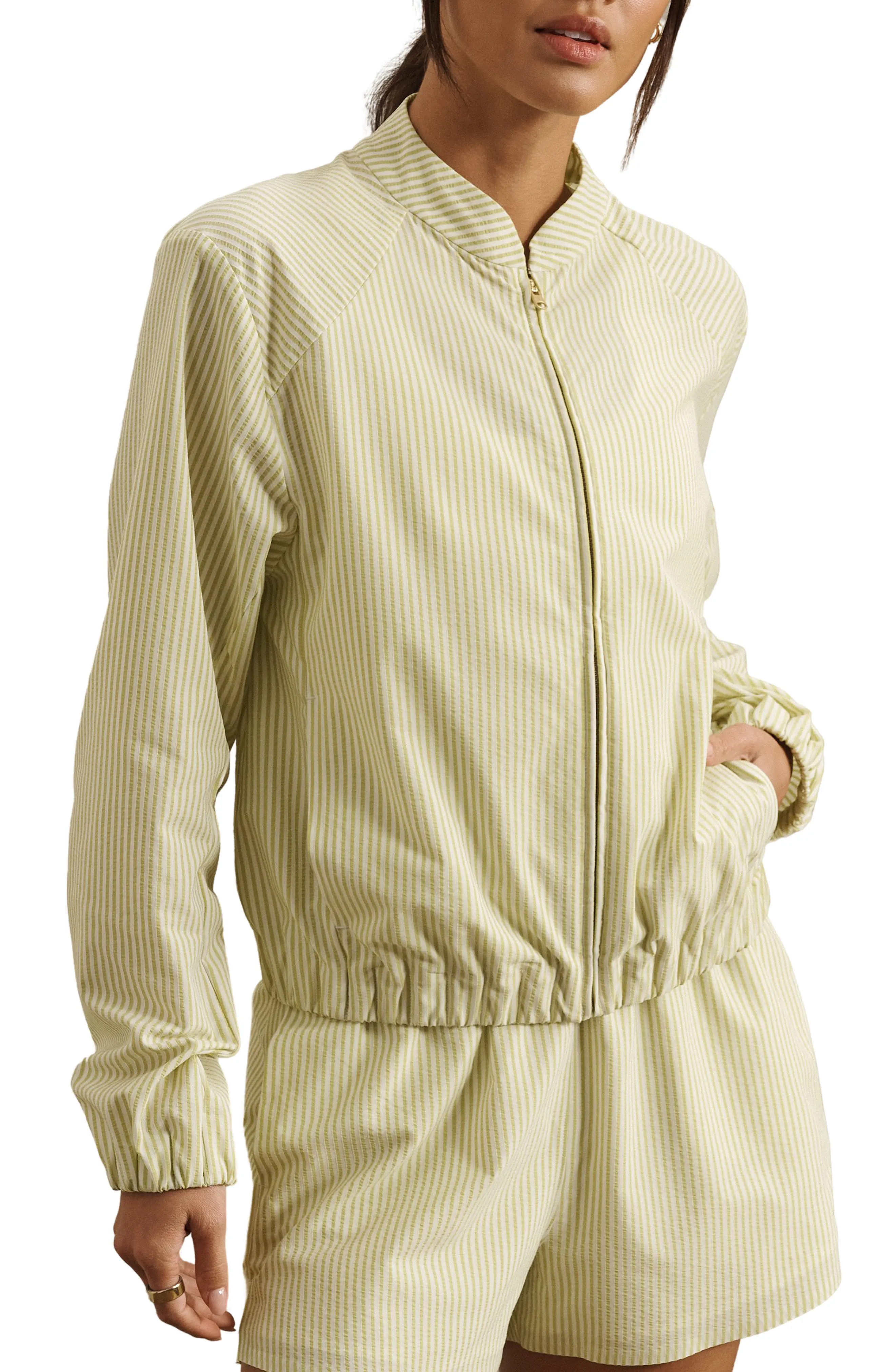 Rhone Saltair Seersucker Jacket in Citron Seersucker at Nordstrom, Size X-Small | Nordstrom